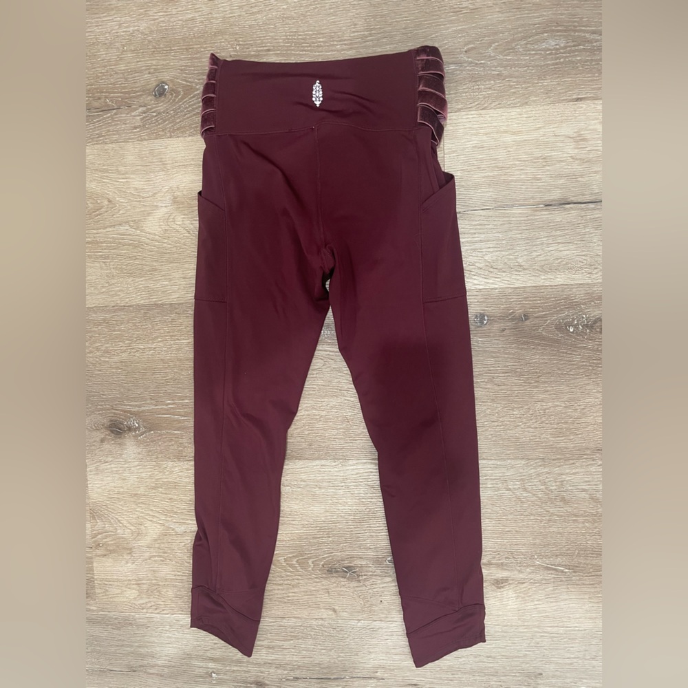 FP Movement Wonderstruck Velvet Criss Cross Leggings Maroon - Picture 9 of 9